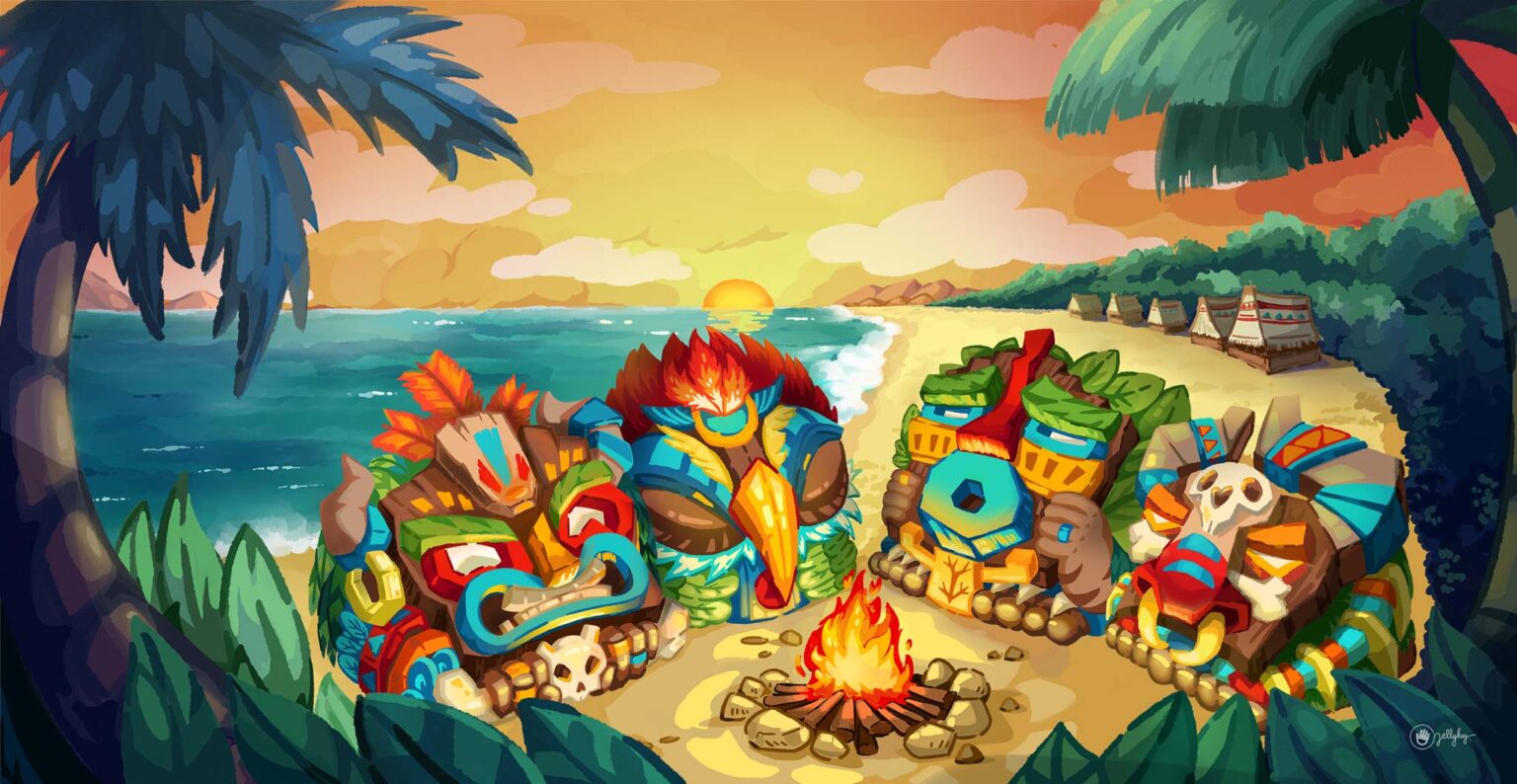 hawaiian tribal masks custom keycaps 005