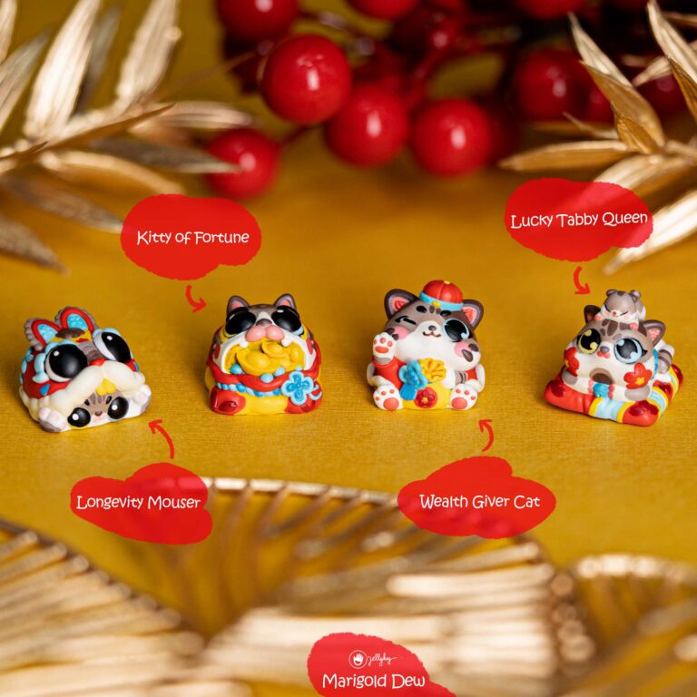 jelly key happy meow year custom keycaps 140