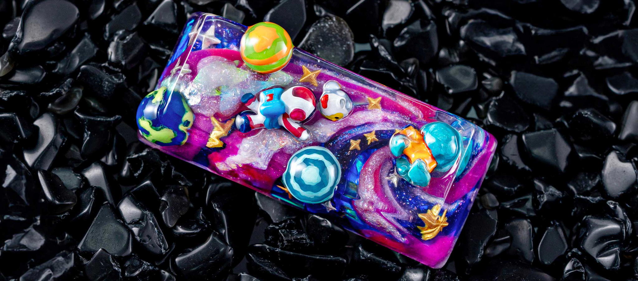 crystal veil series space odyssey artisan keycaps