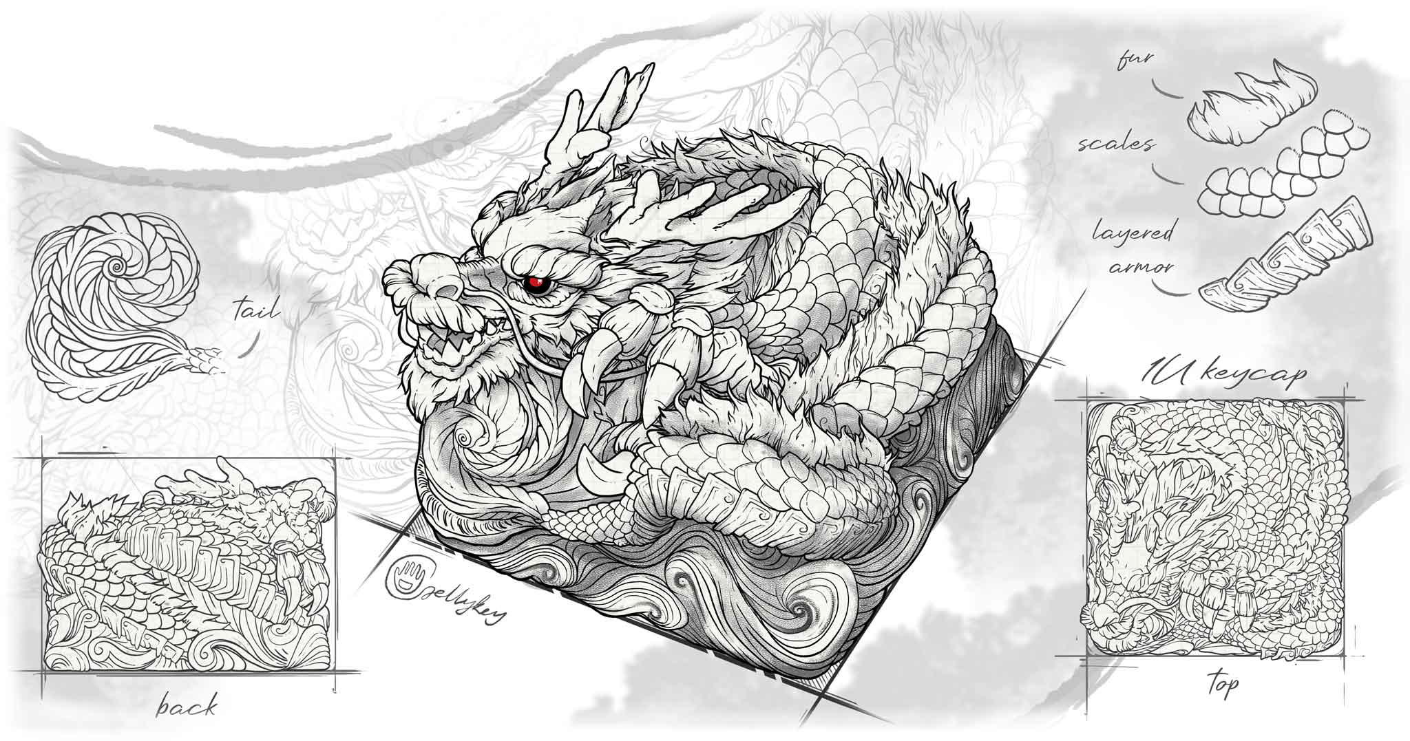 dragon sigil artisan keycap