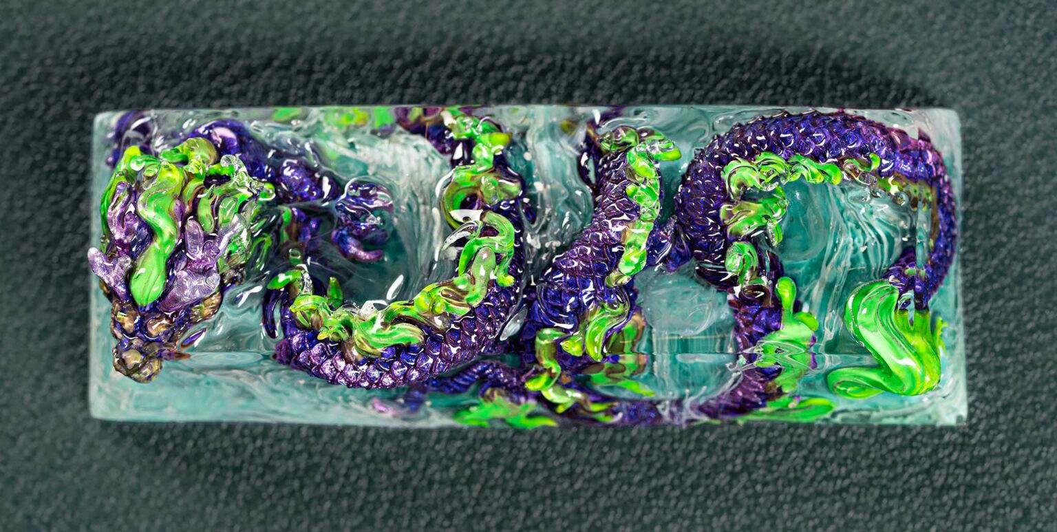 Colorful abstract resin art piece texture.