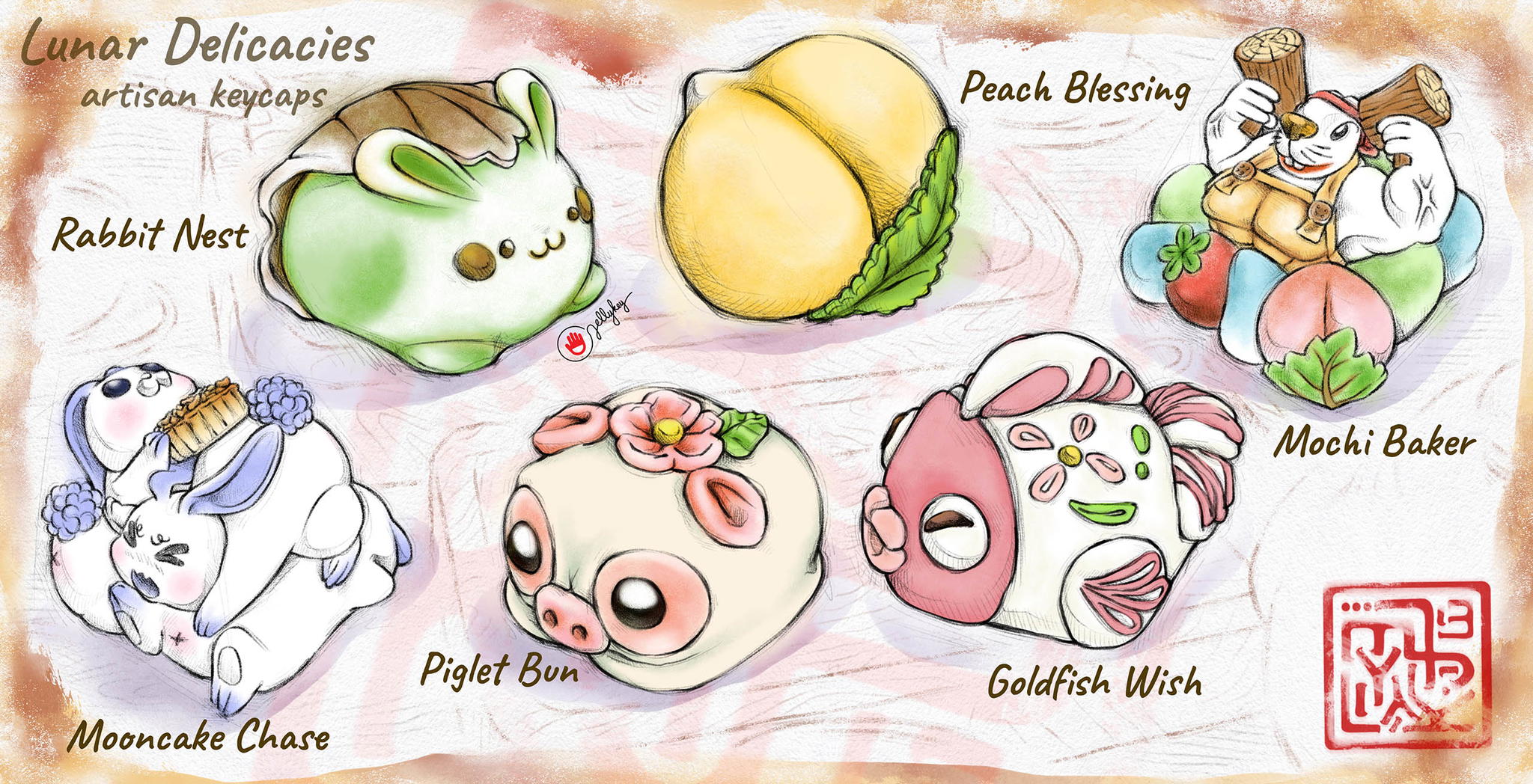 jellykey lunar delicacies custom keycaps 095